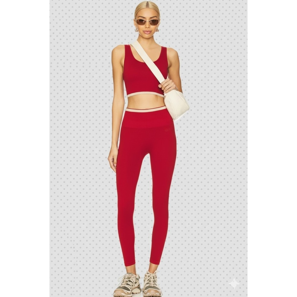 New Spiritual Gangster Set Love Red Workout 7/8 Legging Long Line Bra Revolve XS